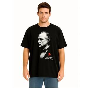 The‎ Godfather T-Shirt Men's L Black Graphic Print Mob Movie Quote Pop Culture